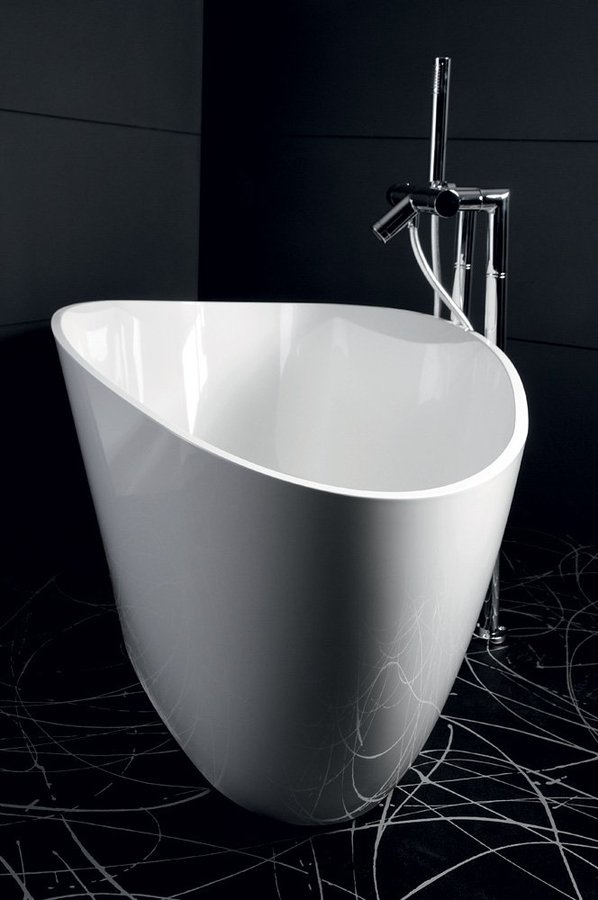 ELIPSIE volně stojící vana 1570x700x560mm, litý mramor, bílá lesk GVEL1570