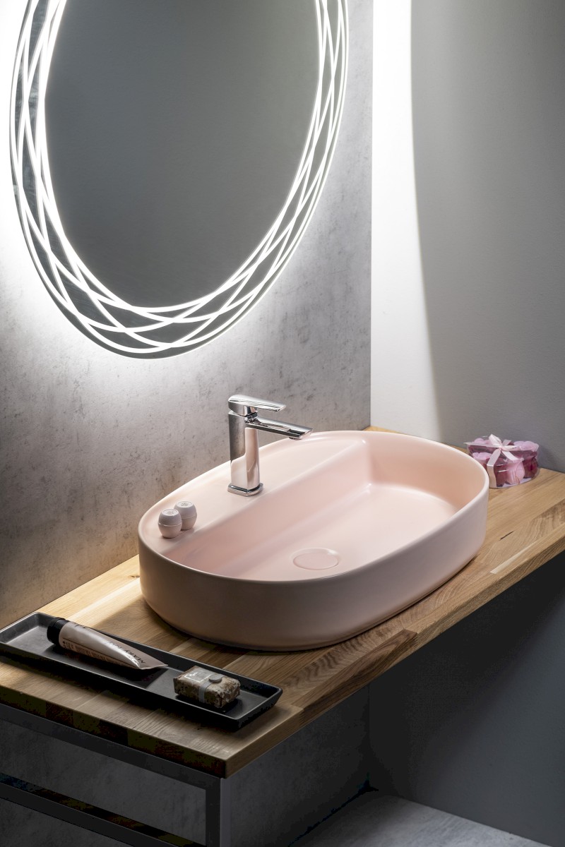 INFINITY OVAL keramické umyvadlo na desku, 60x40cm, růžová Salmon 10NF65060-2S