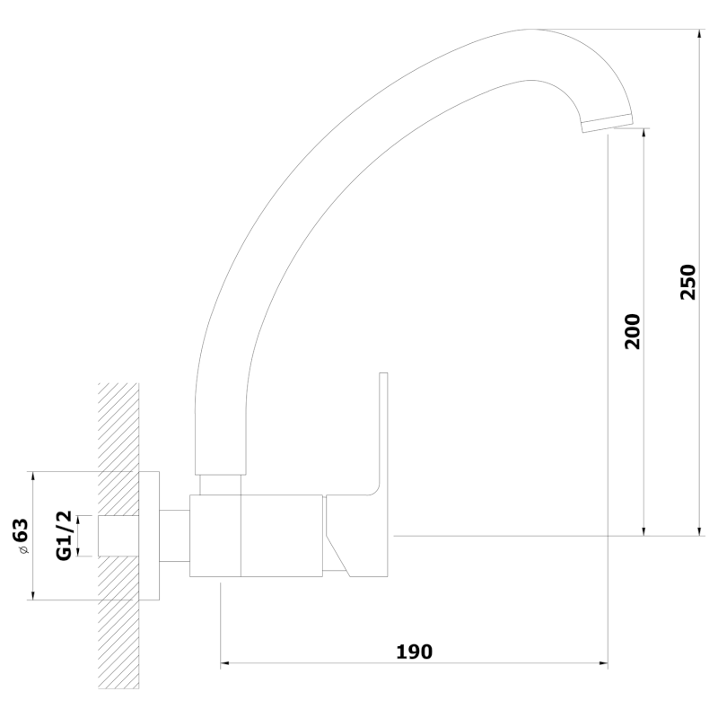 SIEGER nástěnná baterie s vysokou hubicí, chrom 914.015.1