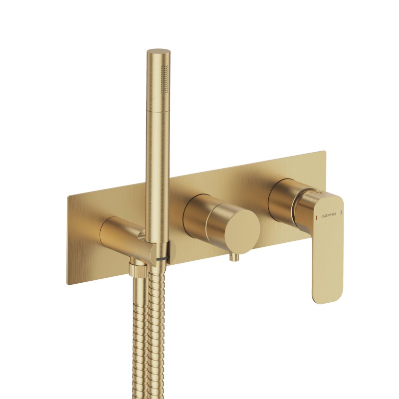 SPY podomítková sprchová/vanová baterie s ruční sprchou, 3 výstupy, zlato mat PY53/19