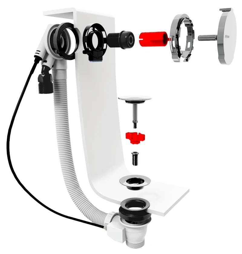 Vanová souprava s napouštěním, bovden, délka 800mm, zátka 72mm, bílá 71853.10