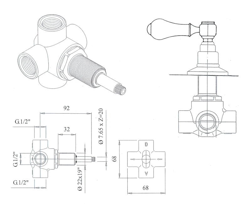 ANTEA podomítkový přepínač, páčka, bronz DEVIN106