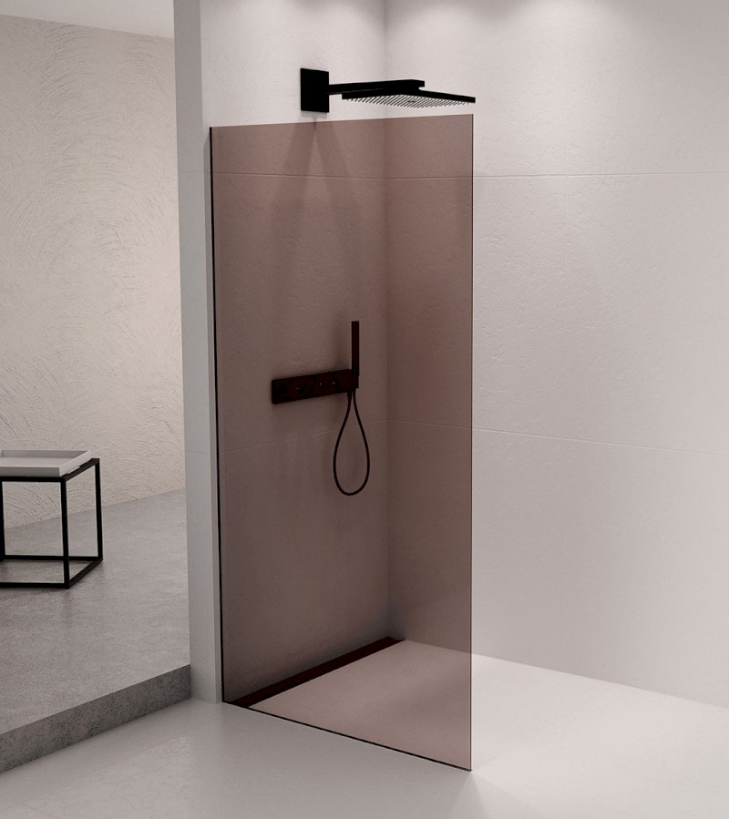 ARCHITEX sada pro uchycení skla podlaha-stěna se spádovou lištou, 1615x2105mm, levá, černá mat AX2116BL