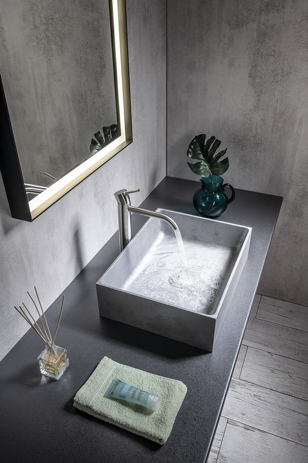 FORMIGO betonové umyvadlo na desku, 47,5x36,5cm, stříbrná mat FG119