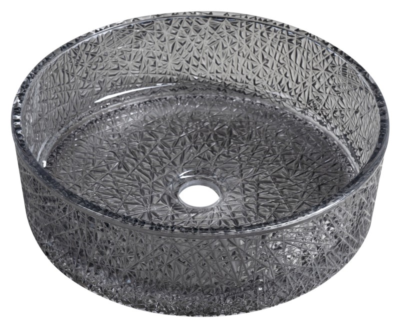 ERSEL skleněné gravírované umyvadlo na desku Ø 39,5cm, černá TY323B