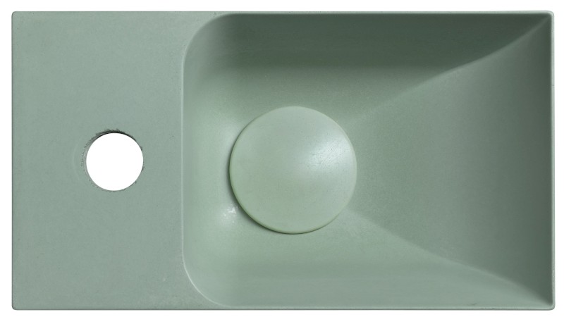 PICCOLINO betonové umývátko 30,8x17cm, baterie vlevo, zelená mat PK30023