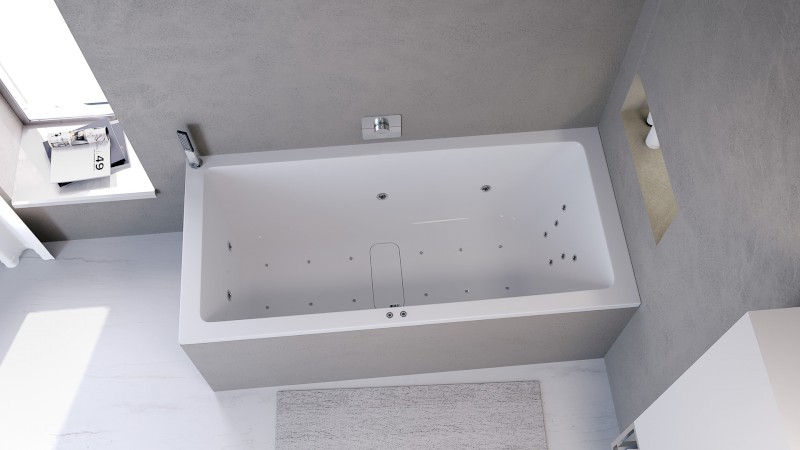 MARLENE hydromasážní vana, 200x90x48cm, Attraction Hydro-Air, chrom 78731.4010