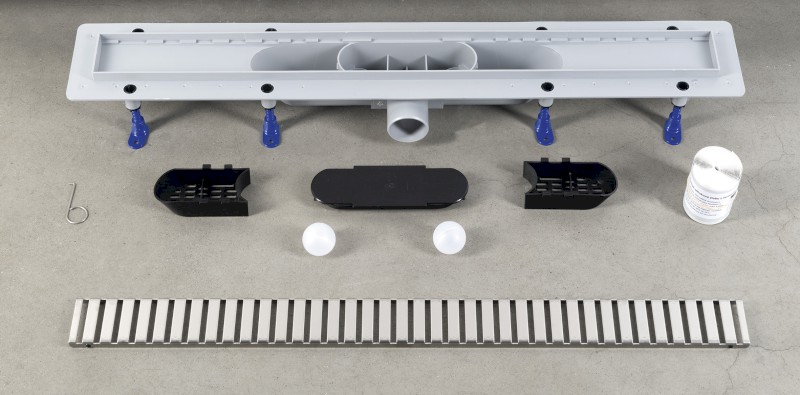 Podlahový žlab s nerezovým roštem, L-710, DN50 700.157.2