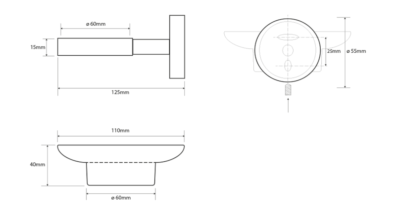 X-STEEL mýdlenka, mléčné sklo, nerez mat XS802