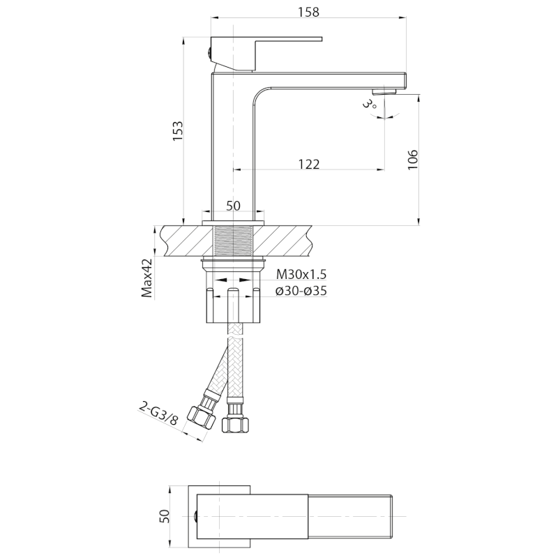 CUBEMIX stojánková umyvadlová baterie, zlato mat CM002GB
