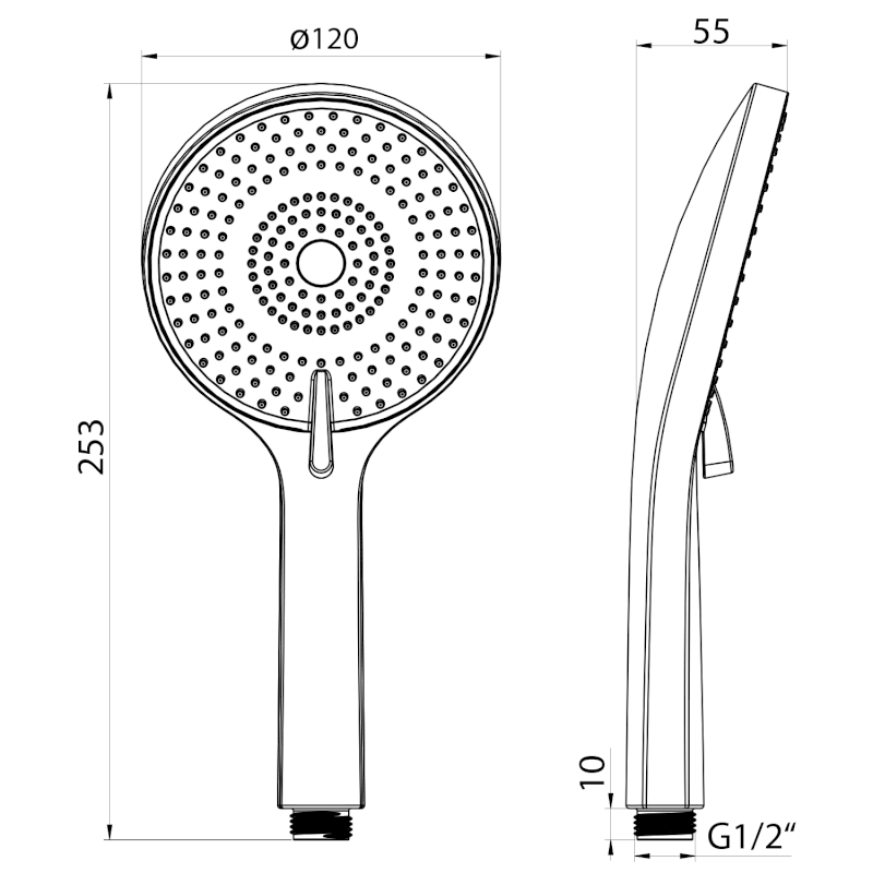 Ruční masážní sprcha, 5 režimů sprchování, silikon trysky, průměr 120mm, ABS/měď mat SK879PG