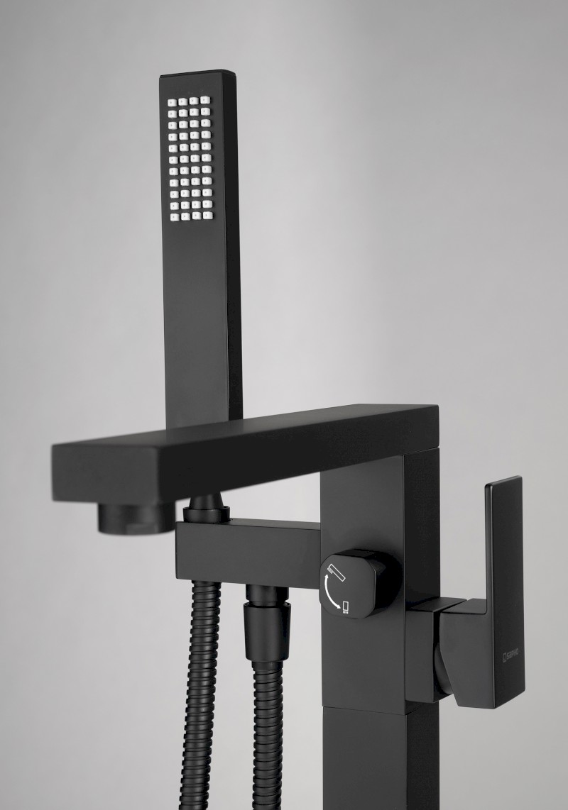 CUBEMIX vanová baterie s připojením do podlahy, černá mat CM021B