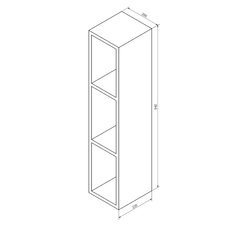 ESPACE otevřená policová skříňka 20x94x22cm, dub alabama ESC130-2222
