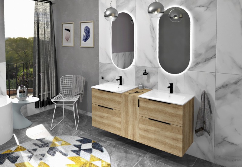 CIRASA umyvadlová skříňka 59,2x64x46cm, dub cuneo CR601-2525