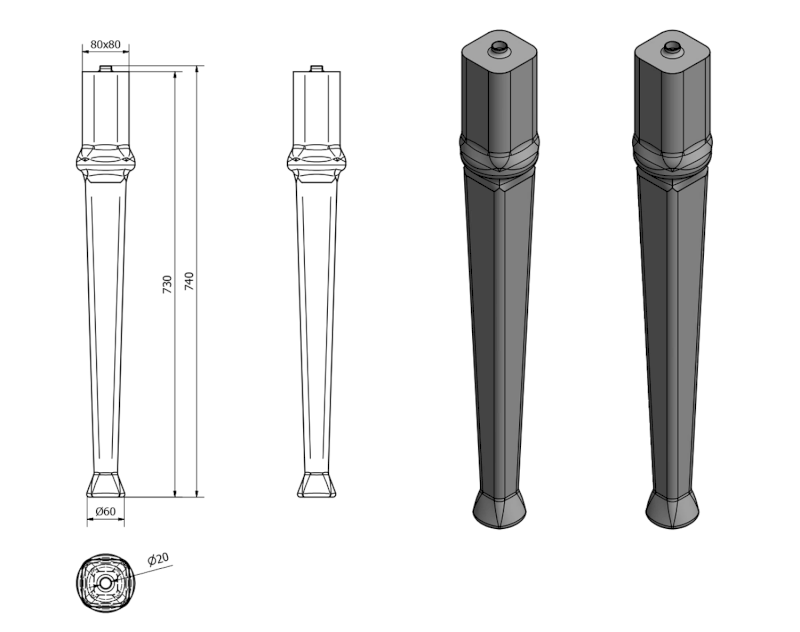 ANTIK nohy k umyvadlu (2 ks), bílá KL270
