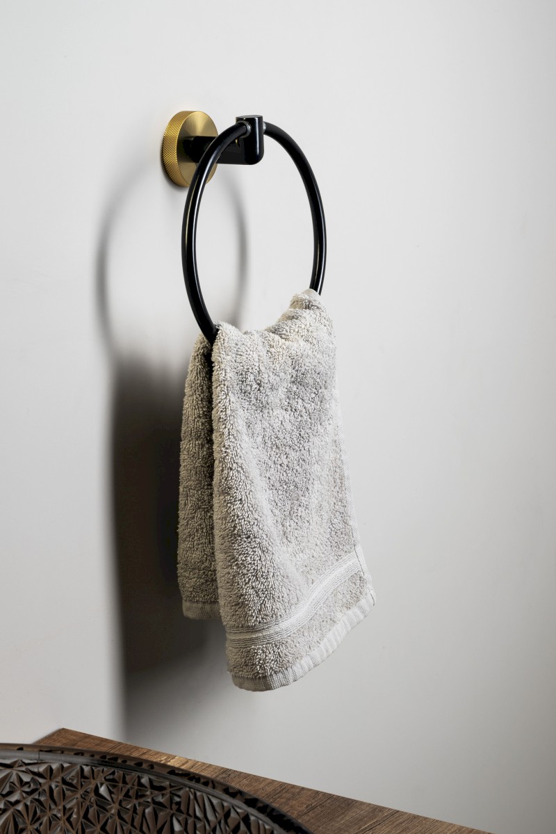 LARISSA držák ručníků kruh, černá/zlato mat WS006BG