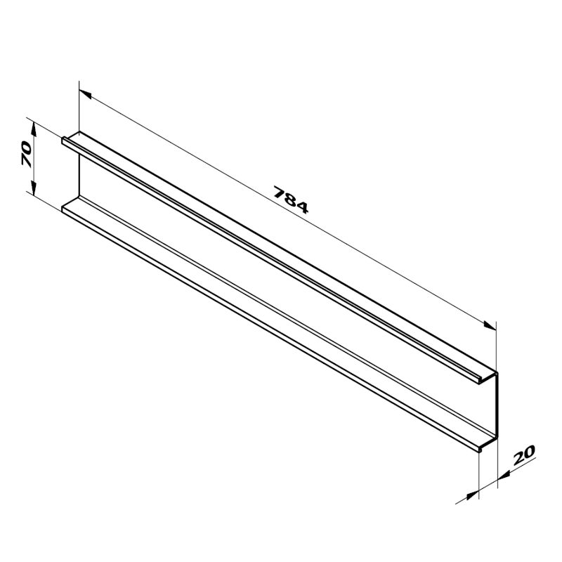 CHANEL dekorační lišta mezi zásuvky 784x70x20 mm, zlato mat DT802