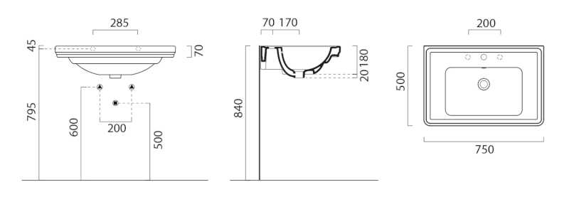 CLASSIC keramické umyvadlo 75x50cm, bílá ExtraGlaze 8787111