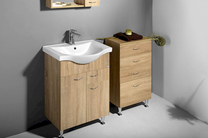 KERAMIA FRESH umyvadlová skříňka, 1 zásuvka, 60,6x74x34cm, dub platin 50066