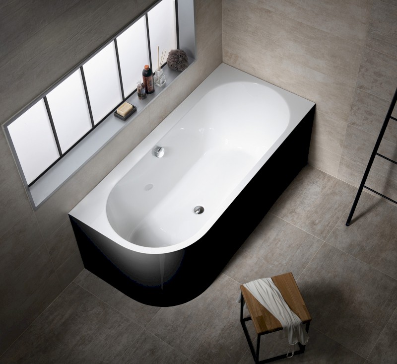 ASTRA R MONOLITH asymetrická vana 160x75x60cm, bílá/černá 34611MB