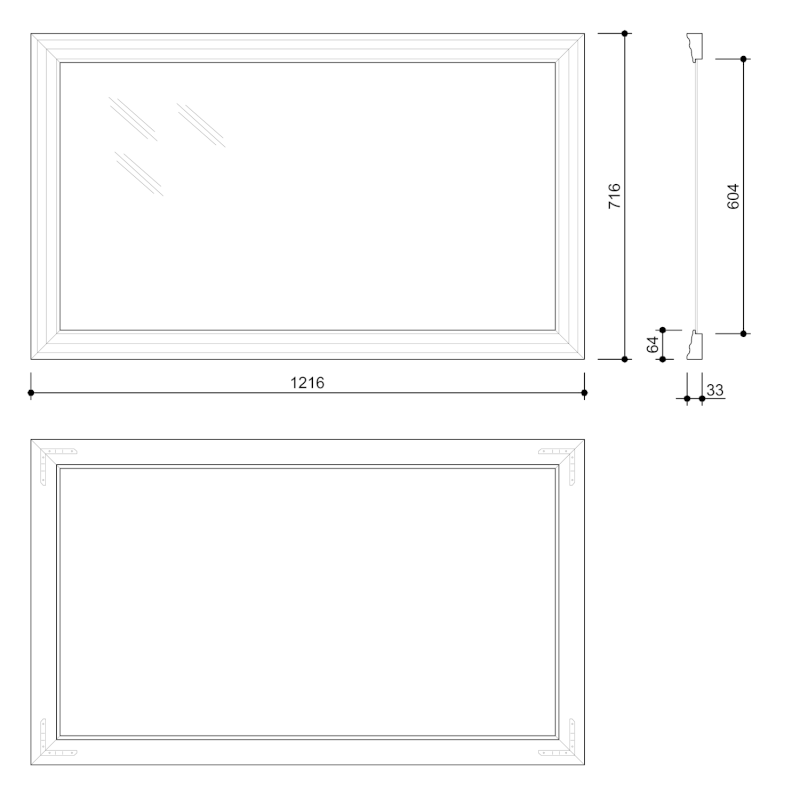 DEGAS zrcadlo v dřevěném rámu 71,6x121,6cm, černá/starobronz NL732