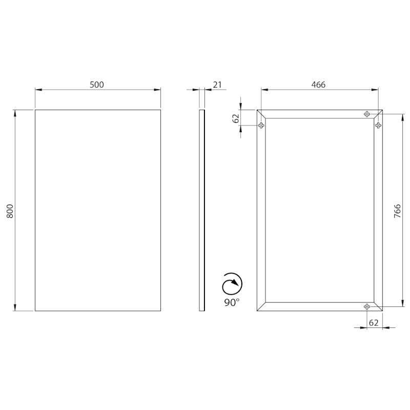 AROWANA zrcadlo v rámu 50x80cm, černá mat AWB5080