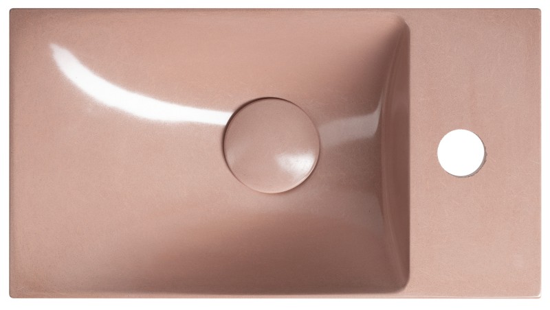 AGOS betonové umývátko 40x22cm, levé/pravé, růžová pololesk AS40021