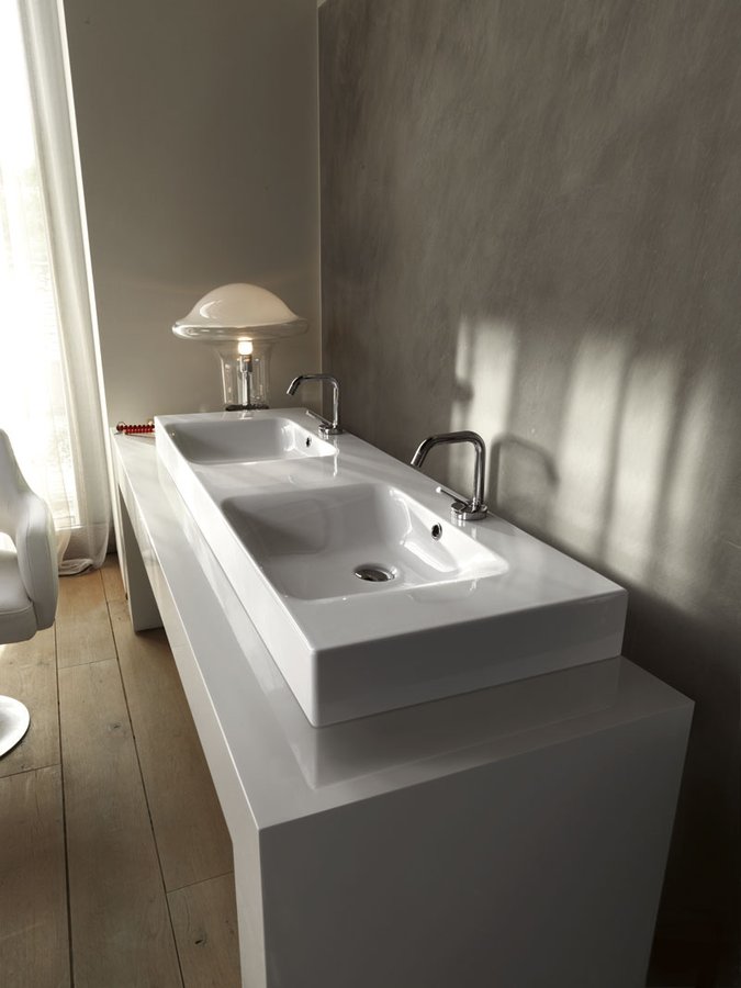 CENTO keramické dvojumyvadlo 140x45cm, bílá 353601