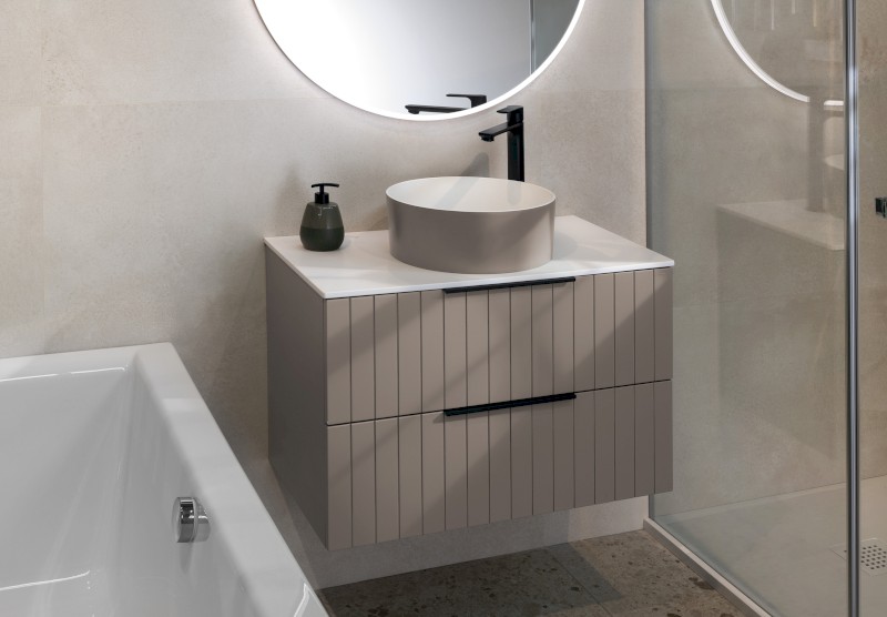 THIN umyvadlo na desku, Rockstone, Ø 38 cm, agila/bílá mat WN548-43