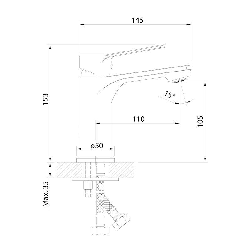 SINTRA stojánková umyvadlová baterie, chrom SX002
