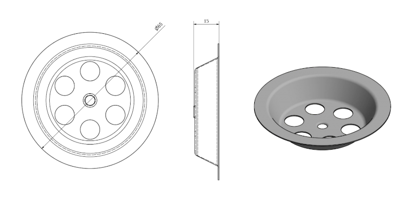 Nerezová odtoková mřížka průměr 65mm 151.120.2