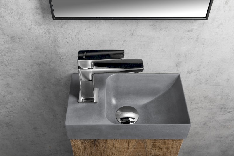 PICCOLINO betonové umývátko 30,8x17cm, baterie vlevo, šedá mat PK30017