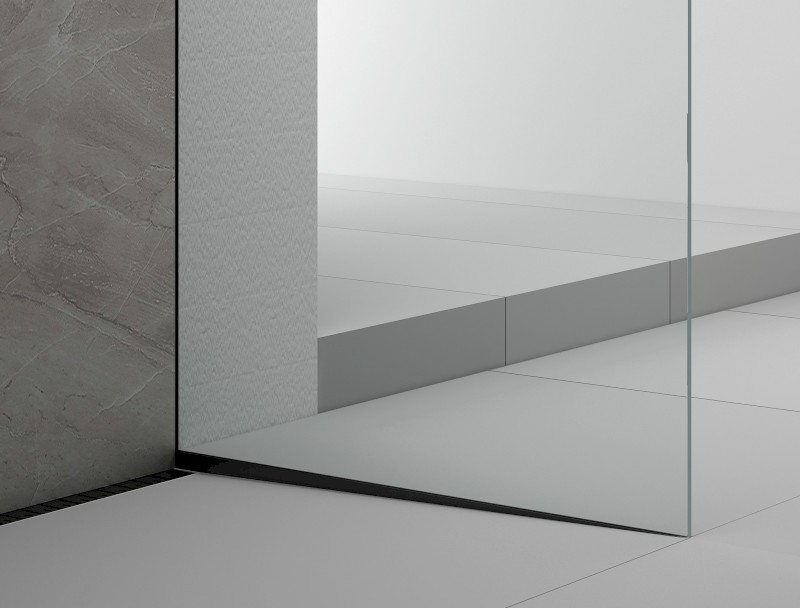 ARCHITEX sada pro uchycení skla, podlaha-stěna-strop se spádovou lištou, 1615x2600mm, pravá, černá mat AX2616BR