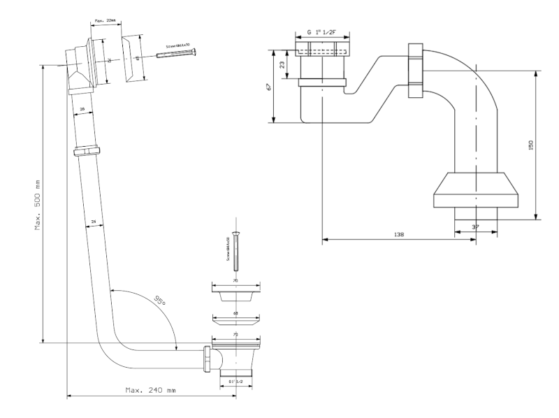 CHARLESTON vanová souprava pro vnější instalaci, řetízek, včetně sifonu, bronz 71688