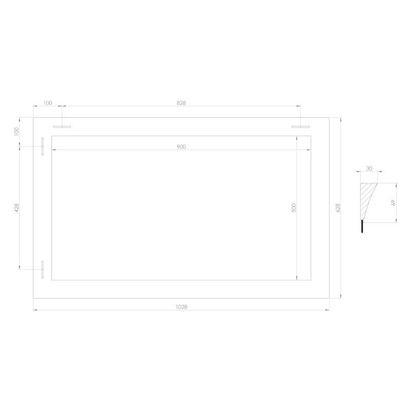 CORONA zrcadlo v dřevěném rámu 62,8x102,8cm, champagne NL721