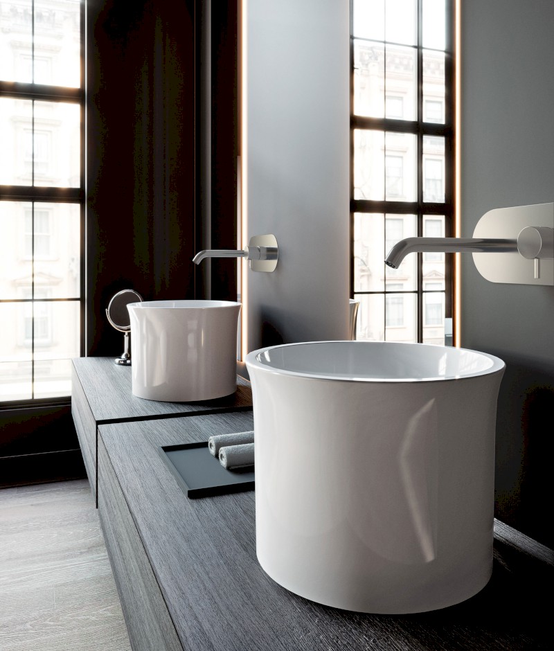 THE NEW YORKER keramické umyvadlo na desku vysoké, průměr 40cm, bílá mat 564401