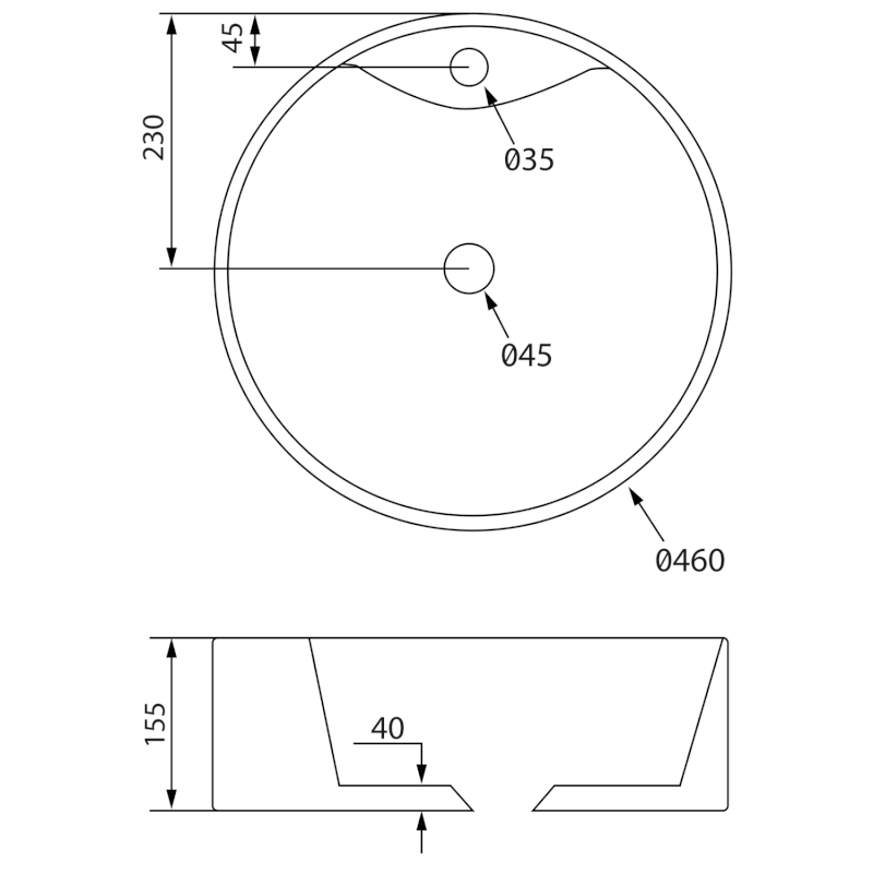 YAKARTA keramické umyvadlo na desku, Ø 46cm, bílá BH7021
