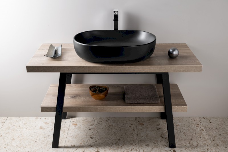 CALEO keramické umyvadlo na desku, 60x42cm, černá mat CA590B