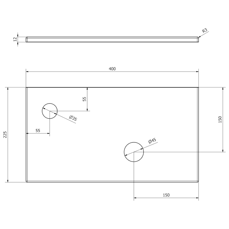 MINOR deska pod umývátko 40x22,5cm, baterie vlevo, litý mramor, bílá MR400