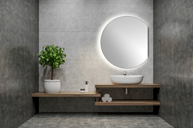 DARA CUT zrcadlo s LED podsvícením 20W, ø 100x90cm, topná fólie 34900CI