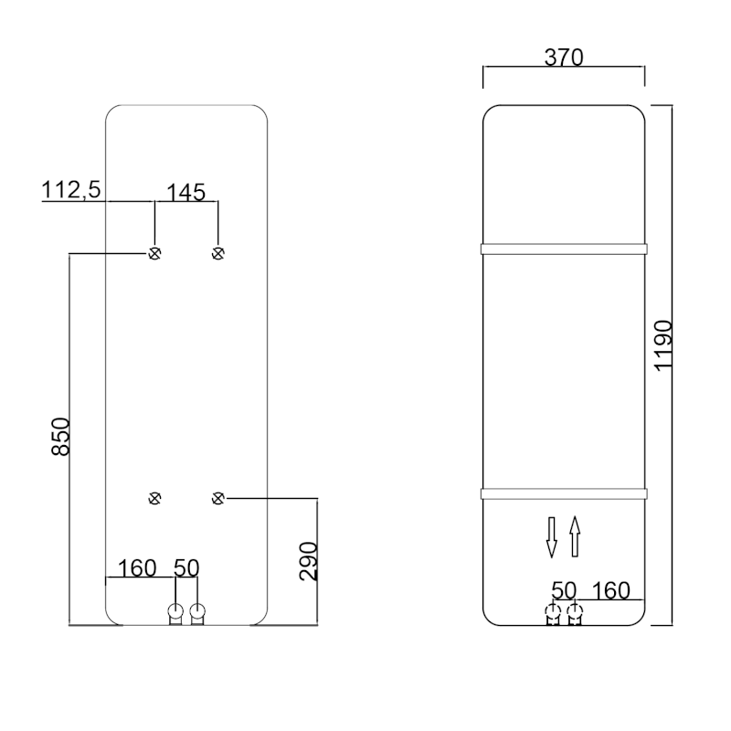 TABELLA otopné těleso 370x1190mm, černá mat MI1139