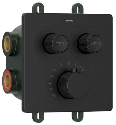 SMART SELECT podomítková sprchová termostatická baterie, box, 2 výstupy, černá mat RP042B