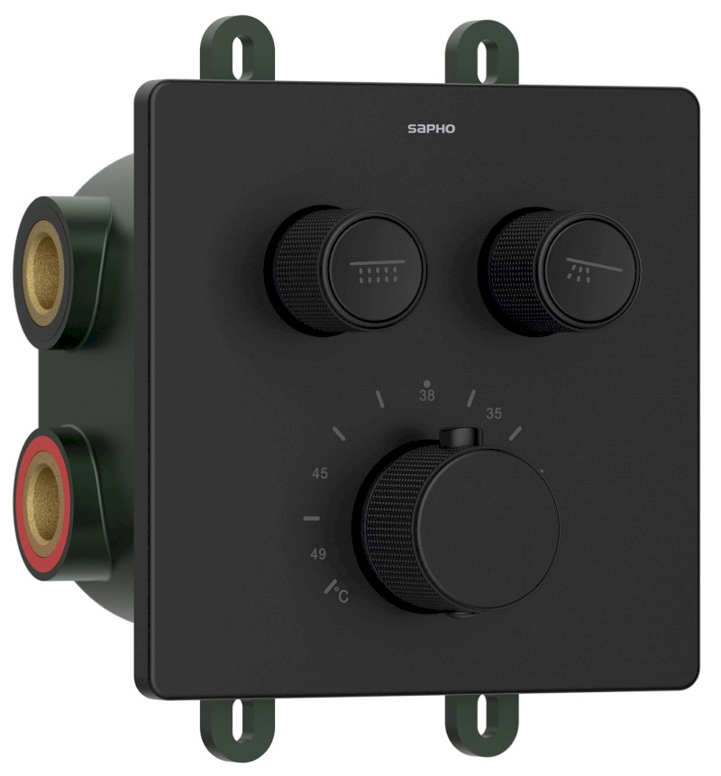 SMART SELECT podomítková sprchová termostatická baterie, box, 2 výstupy, černá mat RP042B