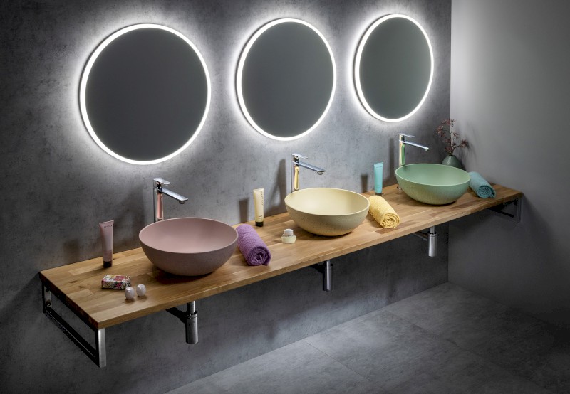 FORMIGO betonové umyvadlo na desku, Ø 39cm, žlutá mat FG322