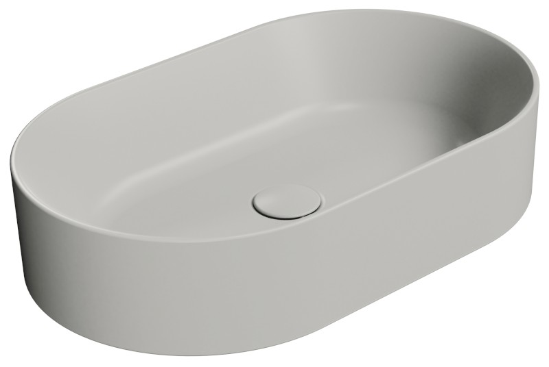 KUBE X keramické umyvadlo na desku, 60x37cm, oválné, cenere mat 945817