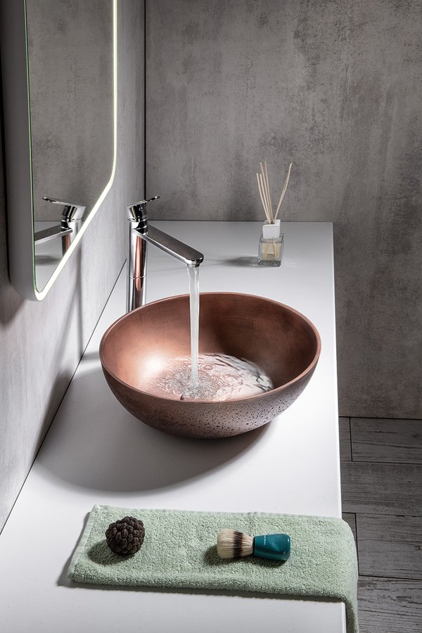 FORMIGO betonové umyvadlo na desku, Ø 39cm, měď mat FG320