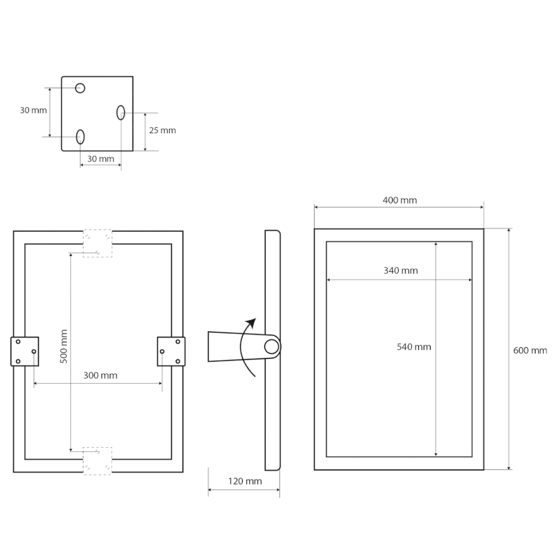 HANDICAP zrcadlo výklopné 40x60cm, bílá XH007W