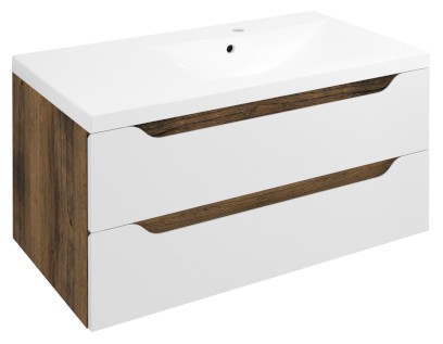 WAVE umyvadlová skříňka 89,7x45x47,8cm, pravá, bílá/dub collingwood WA093-3019
