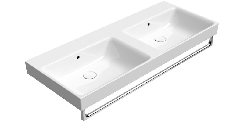 NUBES keramické dvojumyvadlo 120x50cm, bez otvoru, bílá ExtraGlaze 9625011