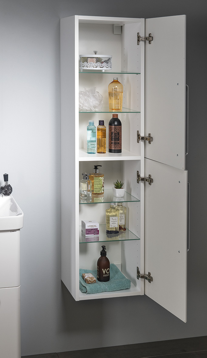 THEIA skříňka vysoká 35x138x30cm, 2x dvířka, levá/pravá, bílá TH350-3030